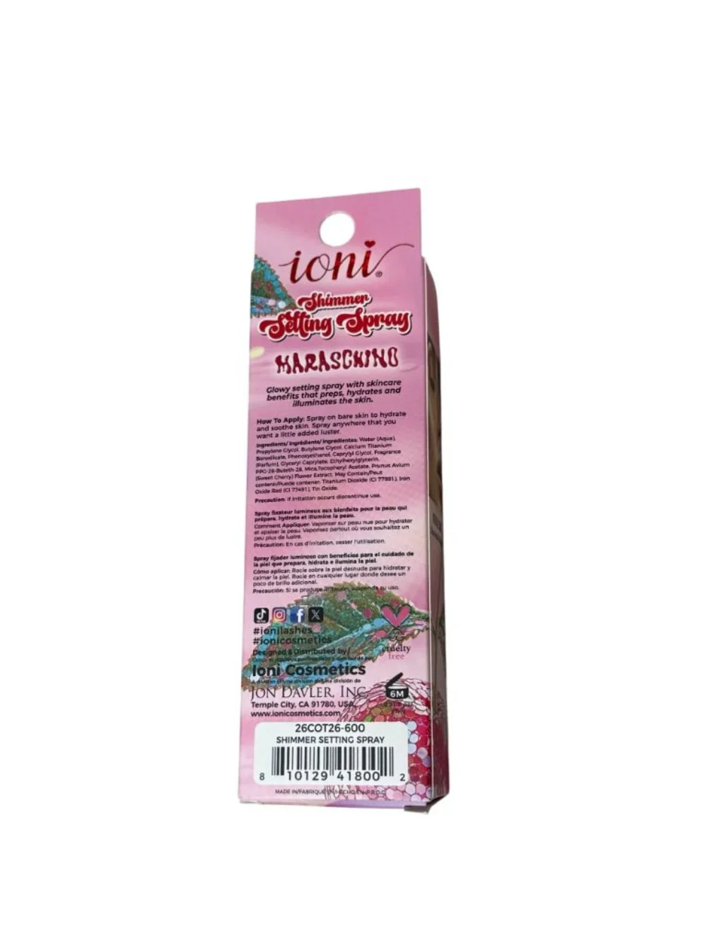 Ioni Shimmer Setting Spray Maraschino Cherry Vegan Glow Natural Shine